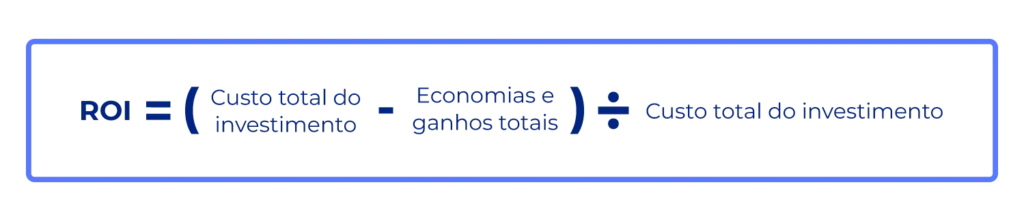 Fórmula do ROI: ganho líquido dividido pelo custo do investimento